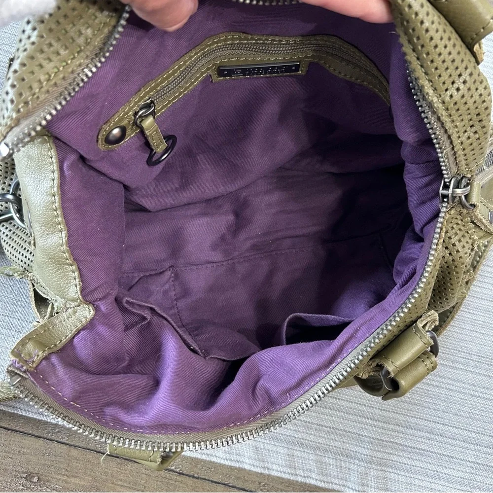 Linea Pelle Soft Leather Olive Green Messenger Bag
